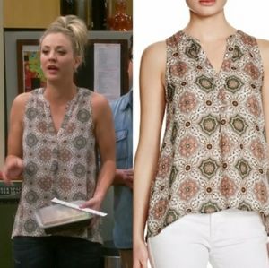 Joie Aruna medallion print silk top EUC